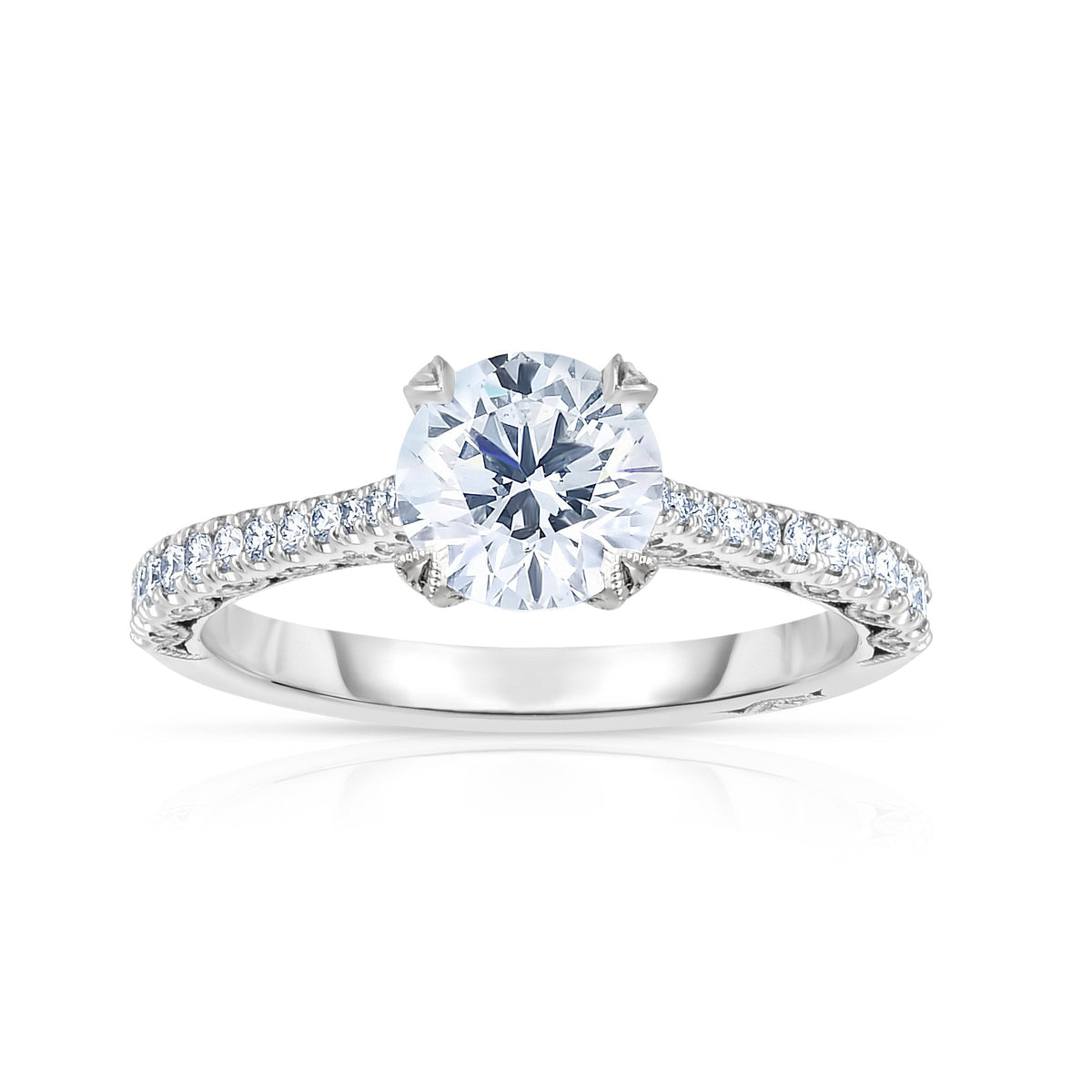 Manfredi Jewels Engagement - 1.18CT ROUND CUT PAVE ENGAGEMENT RING | Manfredi Jewels