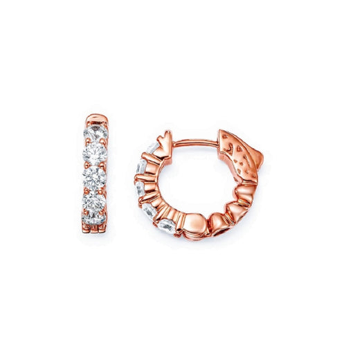 Manfredi Jewels Jewelry - 14K Rose Gold 1.5 ct Diamond Hoop Earrings