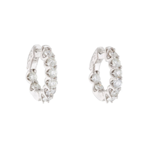 Manfredi Jewels Jewelry - 14K White Gold 2.0 ct Diamond Inside Outside Hoop Earrings