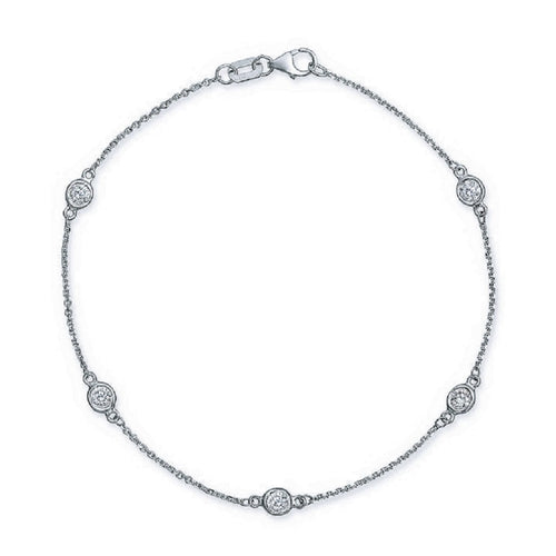 Manfredi Jewels Jewelry - 14K White Gold Diamond Station Bracelet