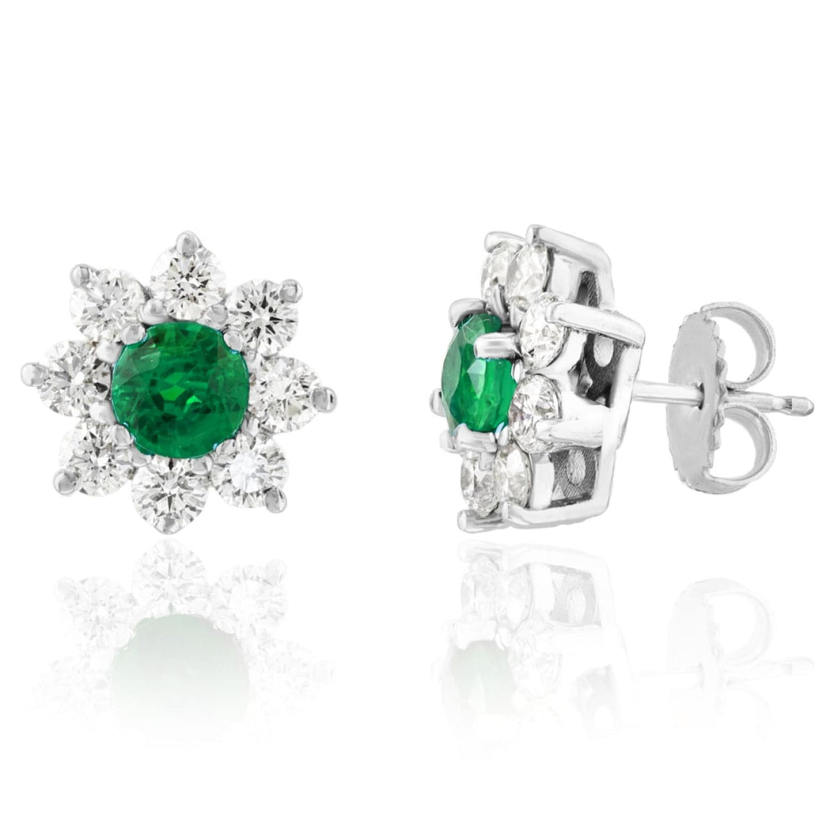 Manfredi Jewels Jewelry - 14K White Gold Emerald & Diamond Earrings | Manfredi Jewels