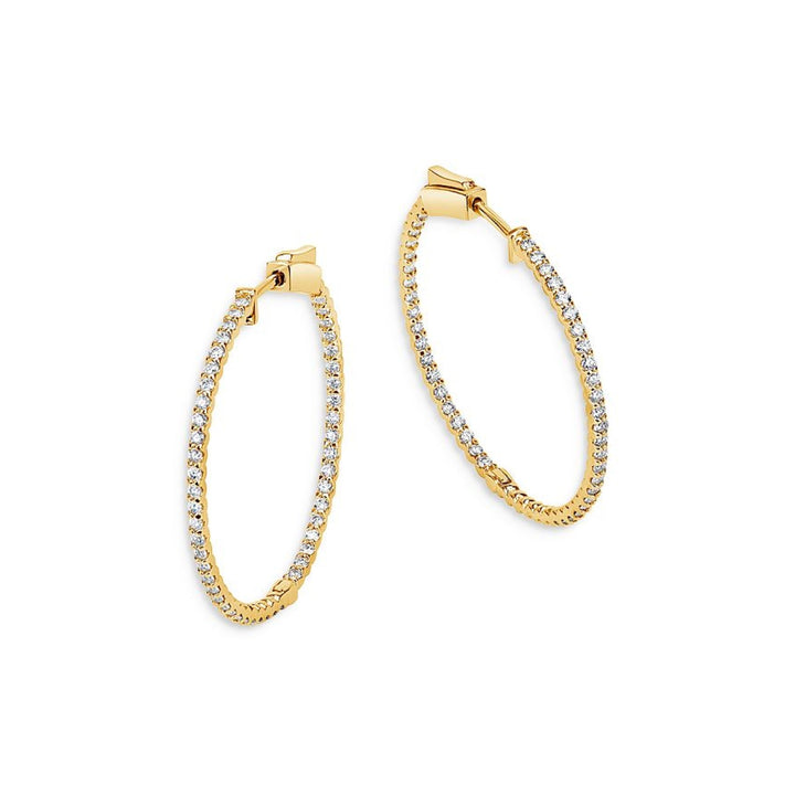 Manfredi Jewels Jewelry - 14K Yellow Gold 1.0 ct Diamond Inside Outside Hoop Earrings | Manfredi Jewels