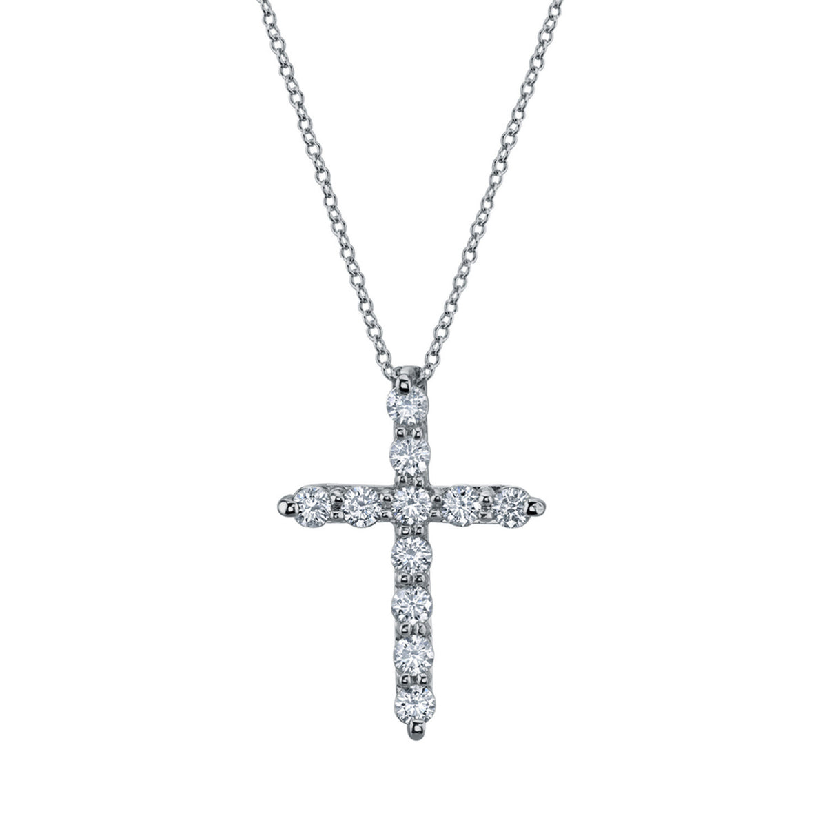 Manfredi Jewels Jewelry - 18K White Gold 2.63 ct Round Diamond Cross Pendant Necklace | Manfredi Jewels