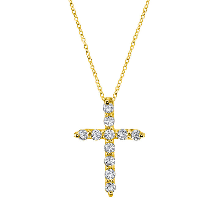 Manfredi Jewels Jewelry - 18K Yellow Gold 0.23 ct Round Diamond Cross Pendant Necklace | Manfredi Jewels