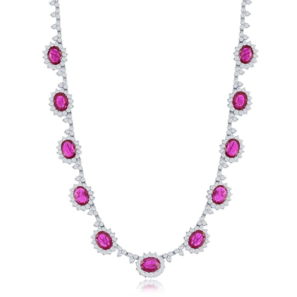 Manfredi Jewels Jewelry - 8.03 Ct Diamond White Gold & Ruby Necklace | Manfredi Jewels