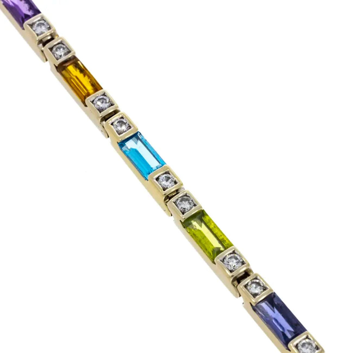 Manfredi Jewels Estate Jewelry - Asprey 18K White Gold Multi Gems & Diamonds Bracelet | Manfredi Jewels