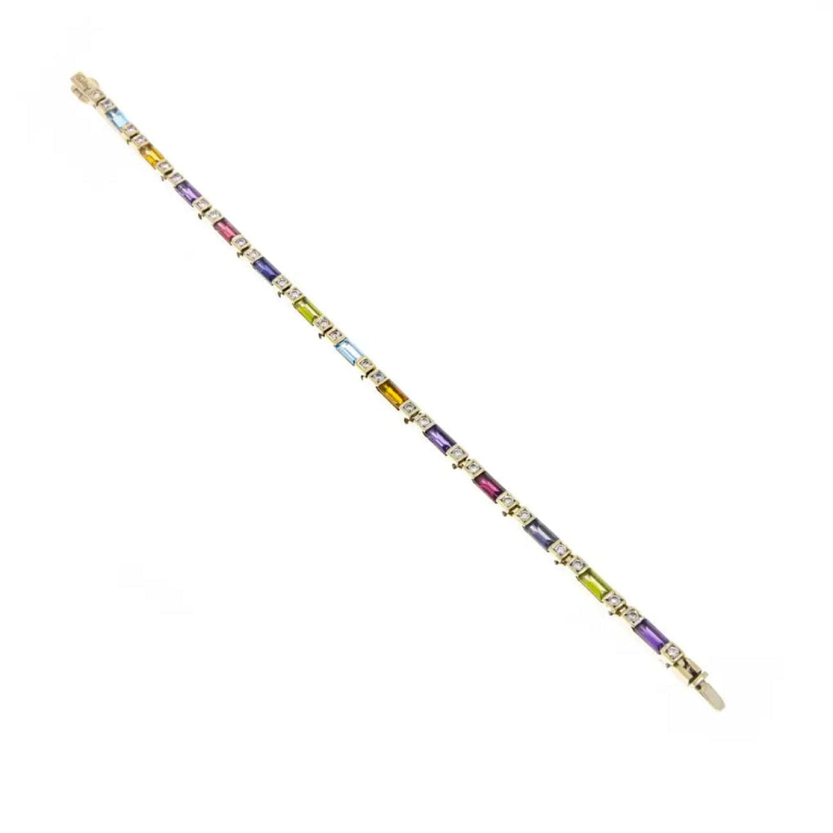 Manfredi Jewels Estate Jewelry - Asprey 18K White Gold Multi Gems & Diamonds Bracelet | Manfredi Jewels