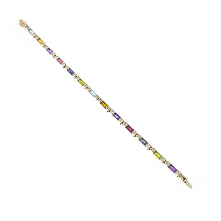 Manfredi Jewels Estate Jewelry - Asprey 18K White Gold Multi Gems & Diamonds Bracelet | Manfredi Jewels