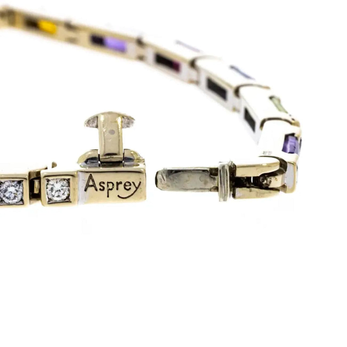 Manfredi Jewels Estate Jewelry - Asprey 18K White Gold Multi Gems & Diamonds Bracelet | Manfredi Jewels