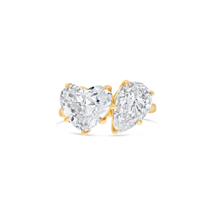 Manfredi Jewels Estate Jewelry - Bypass 5.60 ct Heart and Pear Shape 18K Rose Gold Diamond Engagement Ring | Manfredi Jewels
