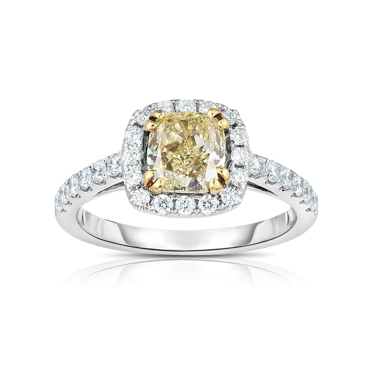 Manfredi Jewels Estate Jewelry - Cushion Cut 1.23 ct Platinum Fancy Light Yellow Diamond Engagement Ring | Manfredi Jewels