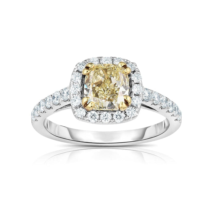 Manfredi Jewels Estate Jewelry - Cushion Cut 1.23 ct Platinum Fancy Light Yellow Diamond Engagement Ring | Manfredi Jewels