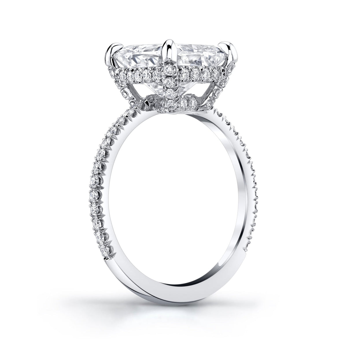 Manfredi Jewels Engagement - Cushion Cut 5.01 ct Platinum Micro Pavè Diamond Engagement Ring | Manfredi Jewels