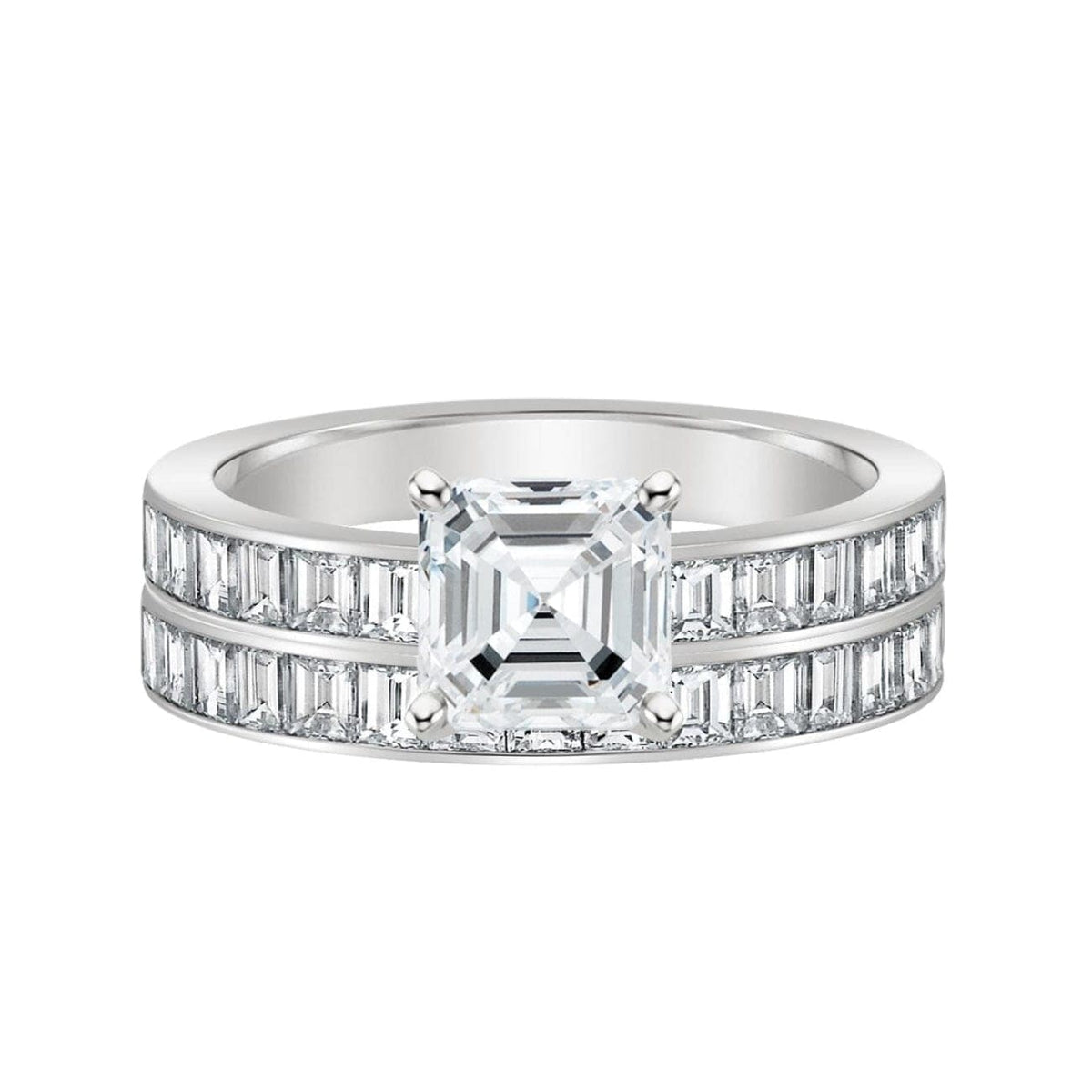 Manfredi Jewels Jewelry - Emerald Cut 1.58 ct Platinum Diamond Engagement Ring | Manfredi Jewels