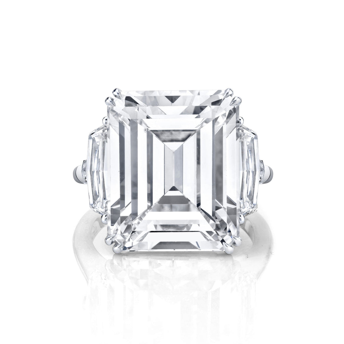 Manfredi Jewels Engagement - Emerald Cut 15.49 ct Platinum Three Stone Diamond Engagement Ring (Pre-Order) | Manfredi Jewels