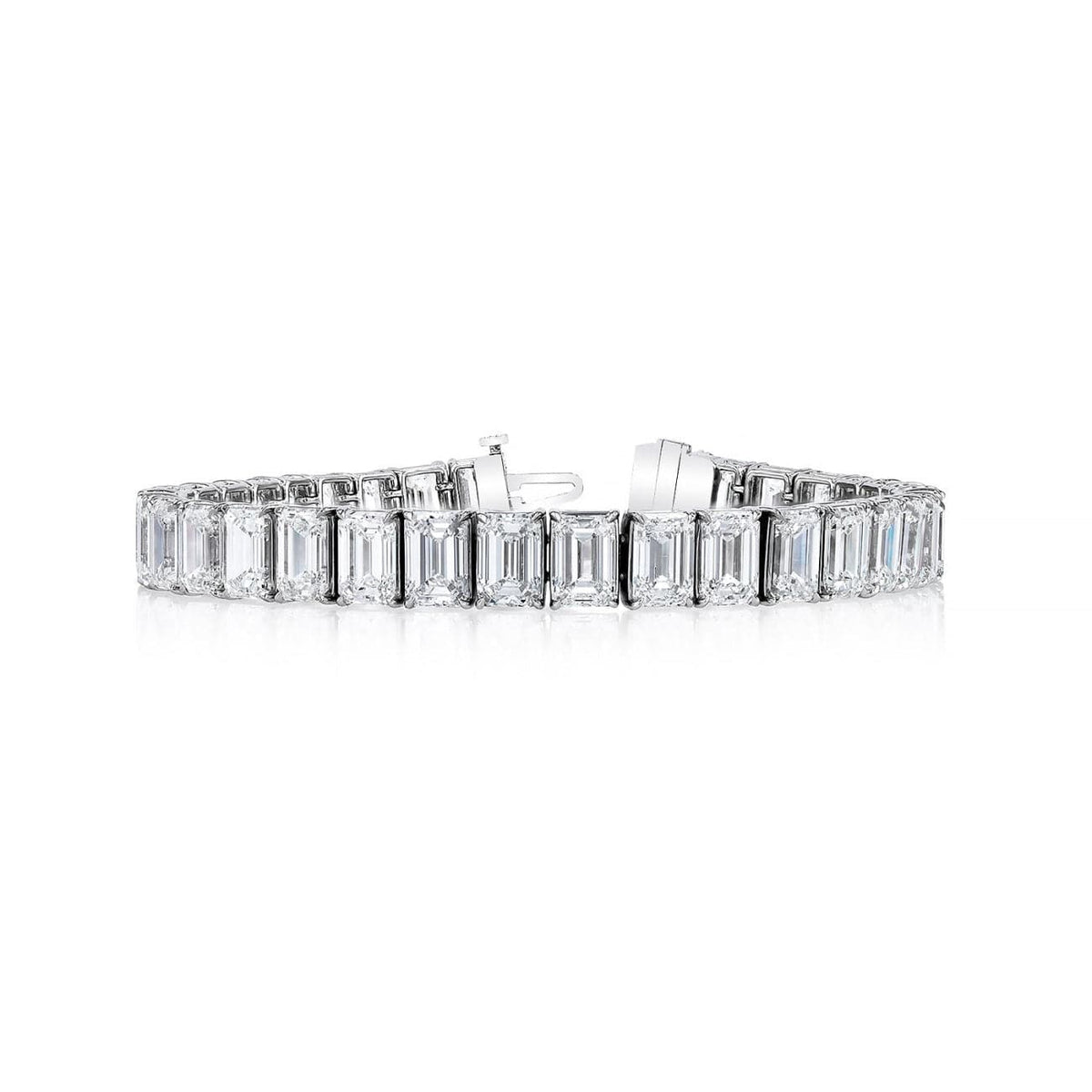 Manfredi Jewels Jewelry - Emerald Cut 18K White Gold 12.74ct Diamond Tennis Bracelet | Manfredi Jewels