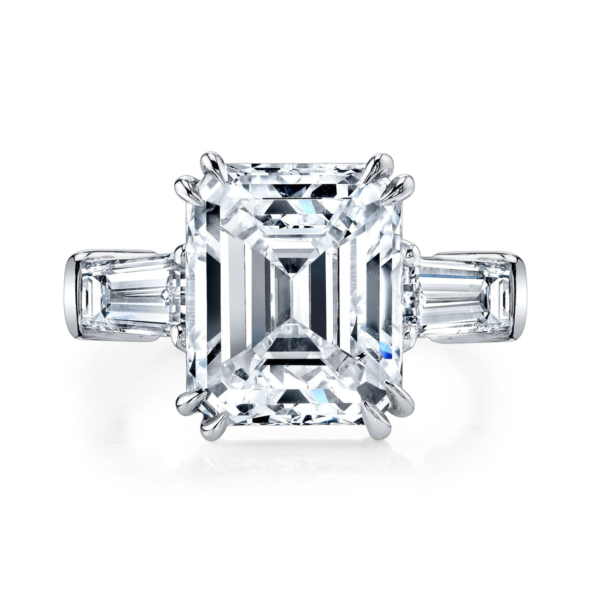 Manfredi Jewels Engagement - Emerald Cut 3.02 ct Platinum Three Stone Diamond Engagement Ring (Pre-Order) | Manfredi Jewels