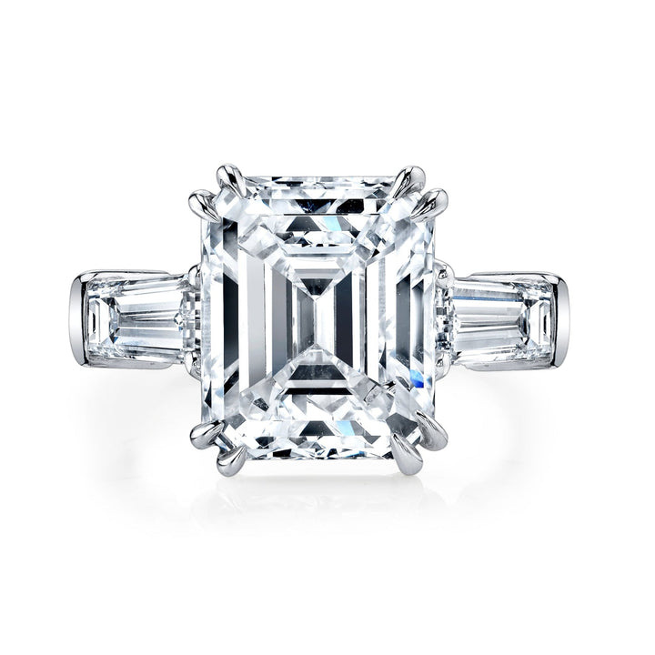 Manfredi Jewels Engagement - Emerald Cut 3.03 ct Platinum Three Stone Diamond Engagement Ring (Pre-Order) | Manfredi Jewels
