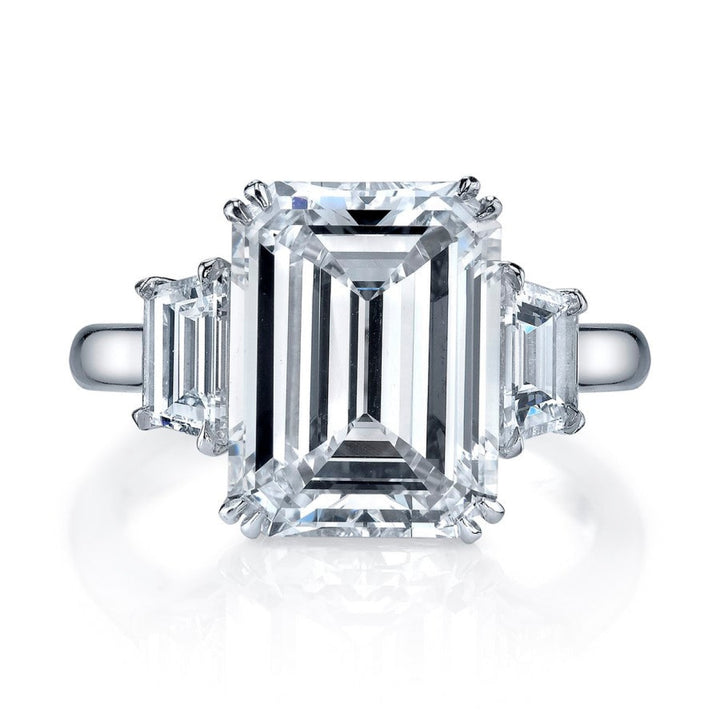 Manfredi Jewels Engagement - Emerald Cut 7.52 ct Platinum Three Stone Diamond Ring | Manfredi Jewels