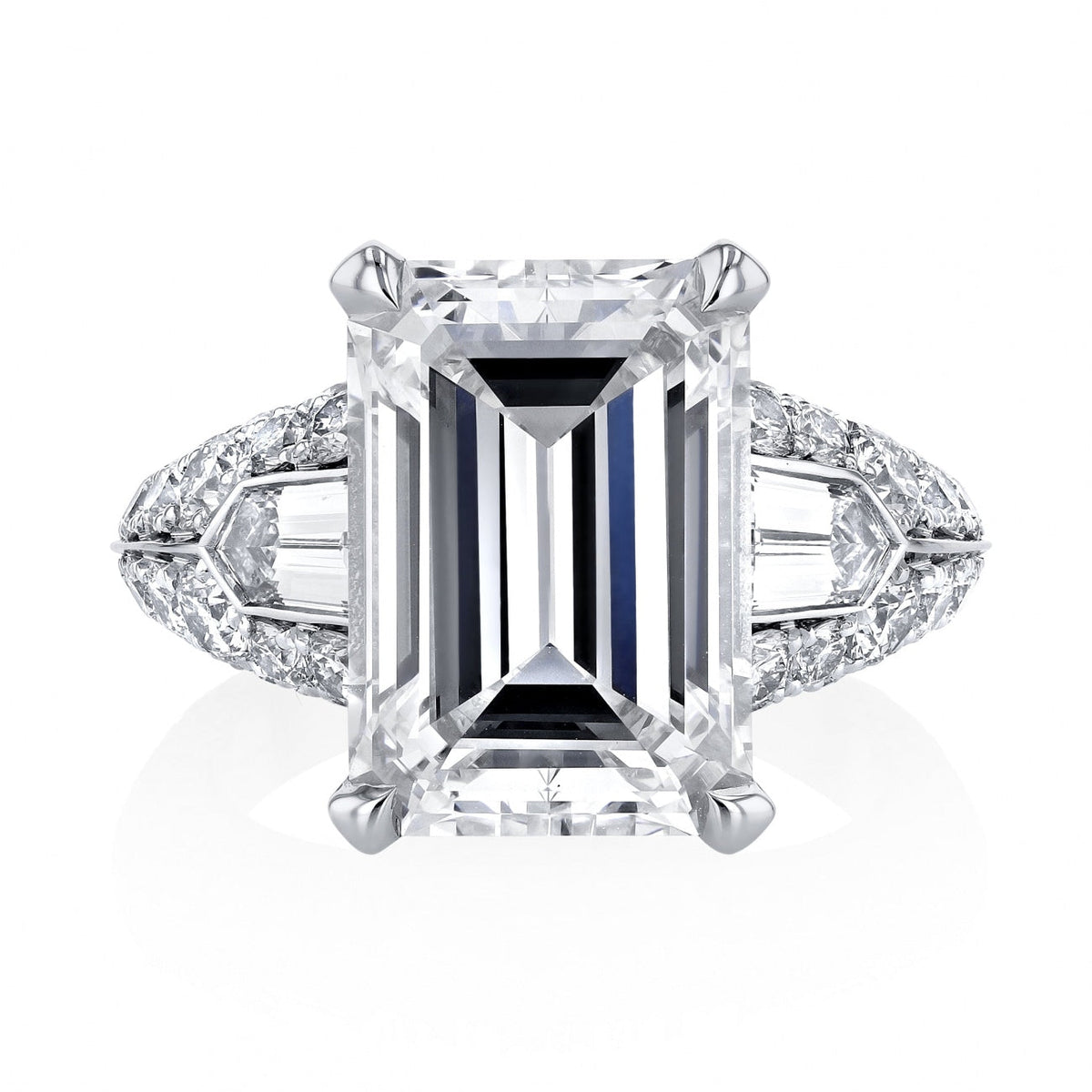Manfredi Jewels Engagement - Emerald Cut 7.54 ct Platinum Diamond Engagement Ring (Pre-Order) | Manfredi Jewels