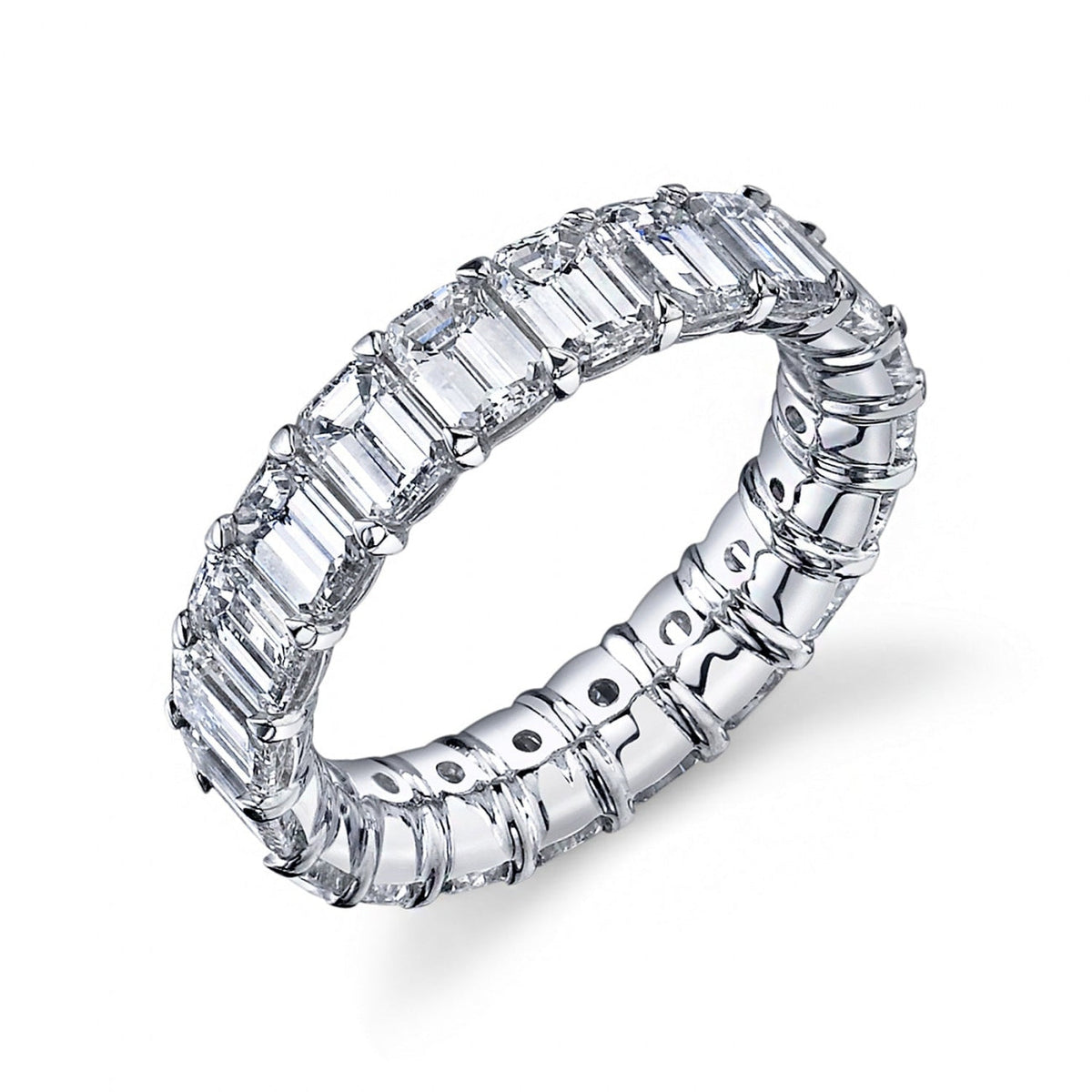 Manfredi Jewels Eternity Bands - Emerald Cut 7.68 ct Platinum Diamond Eternity Band Ring | Manfredi Jewels