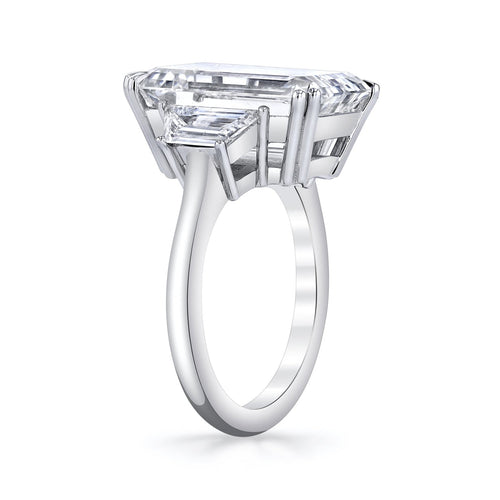 Manfredi Jewels Engagement - Emerald Cut 9.26 ct Platinum Three Stone Diamond Ring
