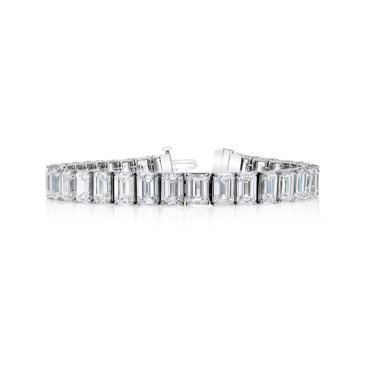 Manfredi Jewels Jewelry - Emerald Cut Platinum 34.78ct Diamond Tennis Bracelet | Manfredi Jewels