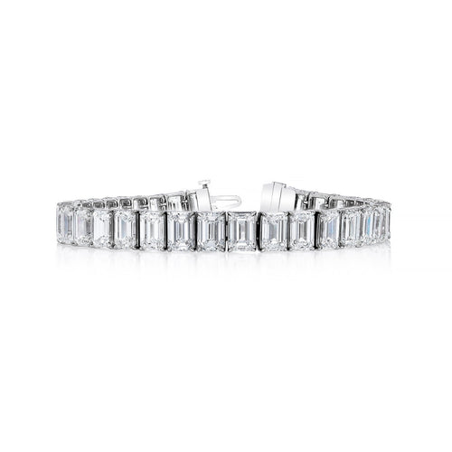 Manfredi Jewels Jewelry - Emerald Cut Platinum 28.25ct Diamond Tennis Bracelet