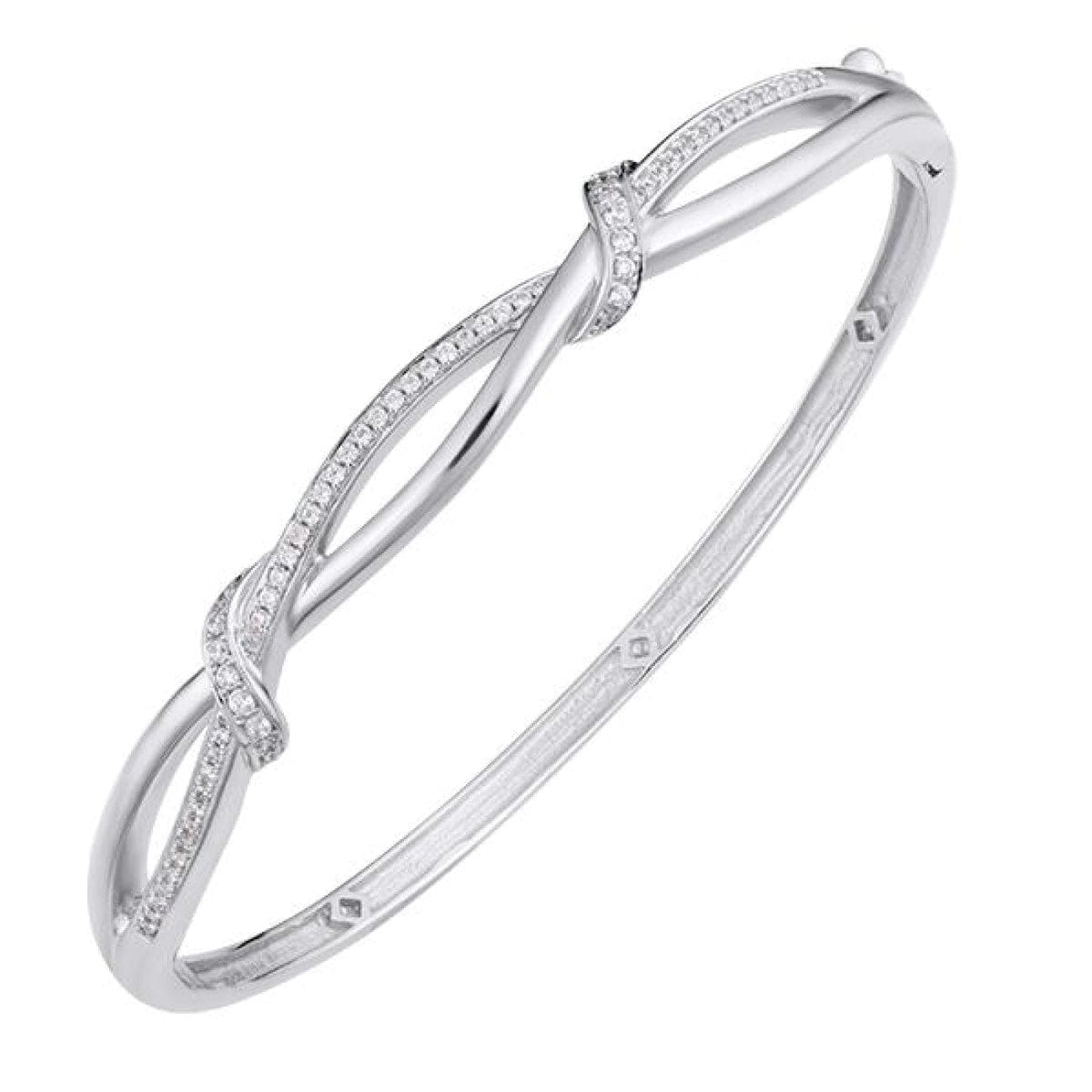Manfredi Jewels Jewelry - Modern Twist 14K White Gold Diamond Bangle Bracelet | Manfredi Jewels