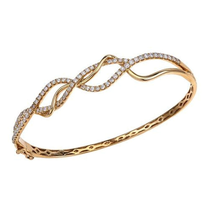 Manfredi Jewels Jewelry - Modern Twist Diamonds 14Kt Yellow Gold Bangle Bracelet | Manfredi Jewels