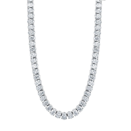 Manfredi Jewels Jewelry - Oval Cut 18K White Gold 31.12ctw Diamond Tennis Necklace