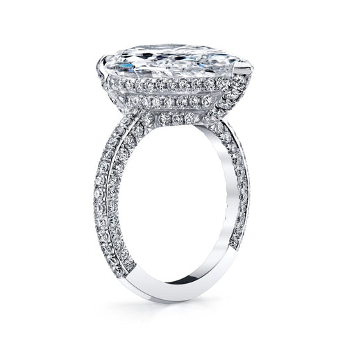Manfredi Jewels Engagement - Pear Cut 6.47 ct Platinum Micro Pavè Diamond Ring
