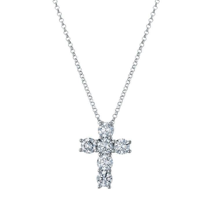 Manfredi Jewels Jewelry - Platinum 1.45 ct Round Diamond Cross Pendant Necklace | Manfredi Jewels