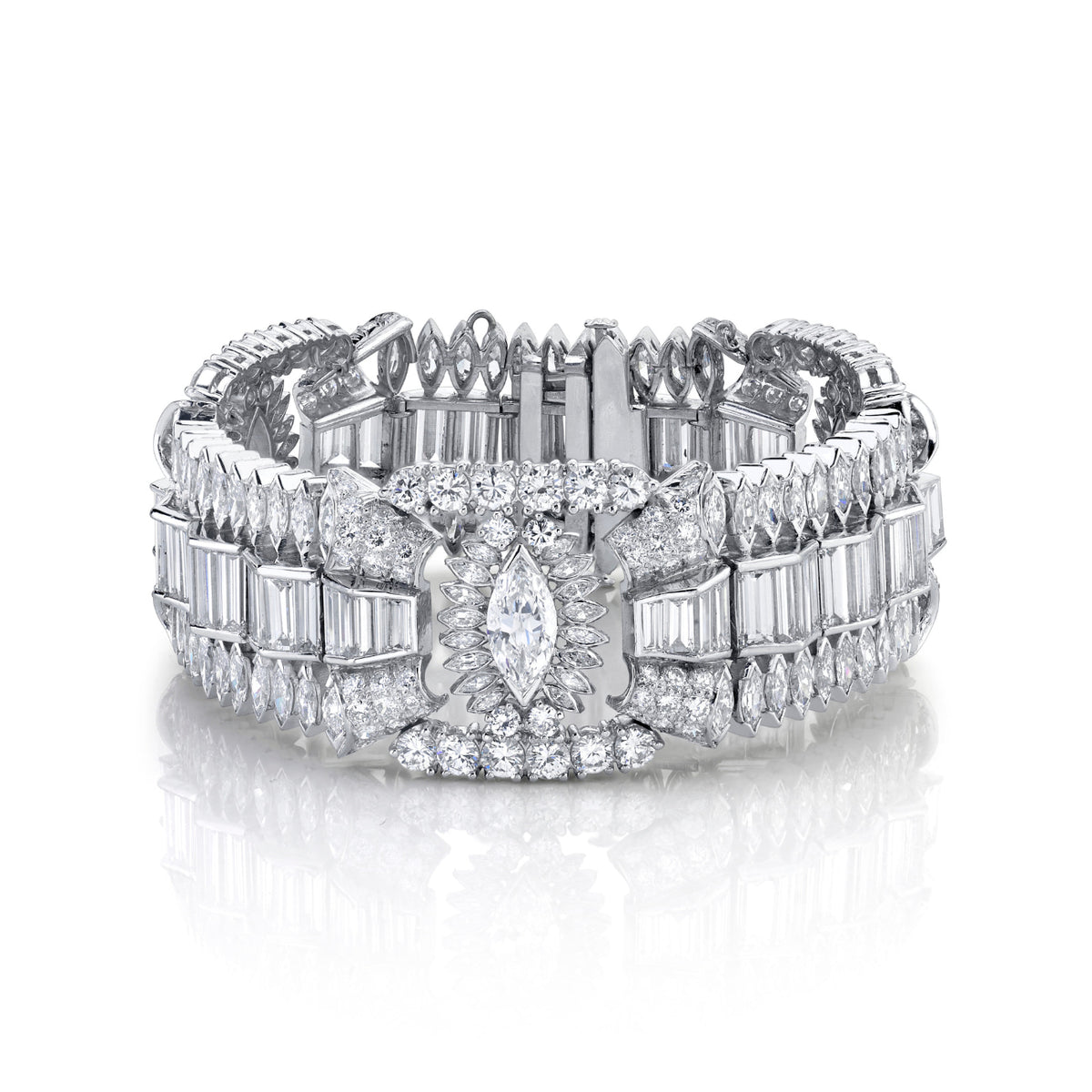 Manfredi Jewels Jewelry - Platinum 44.42ct Art Deco Inspired Diamond Bracelet | Manfredi Jewels