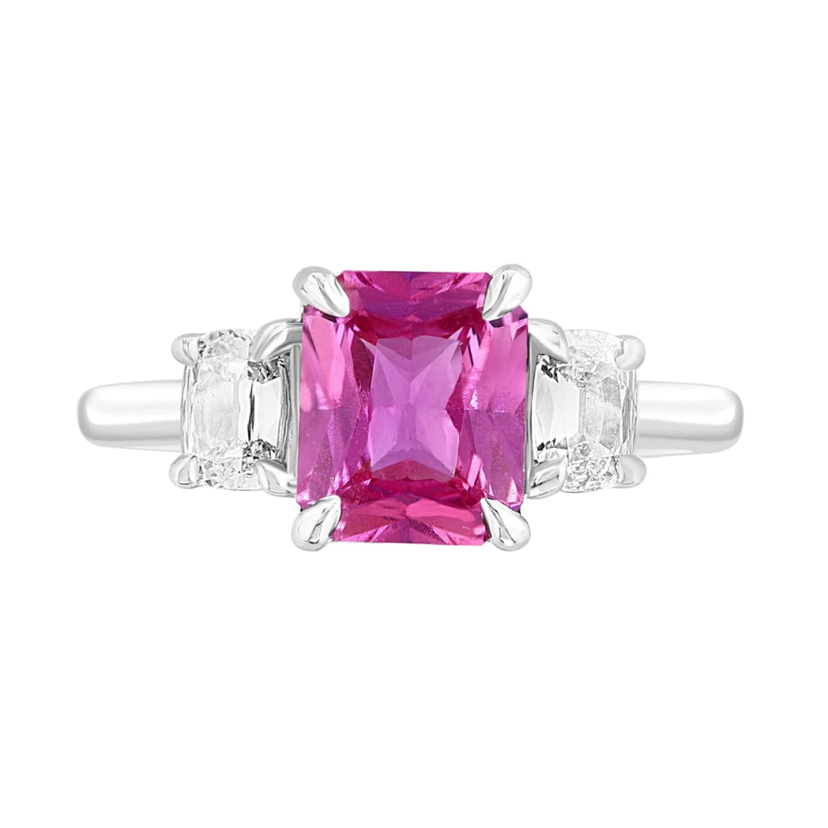 Manfredi Jewels Engagement - Platinum Cushion Pink Sapphire & Diamond Ring | Manfredi Jewels