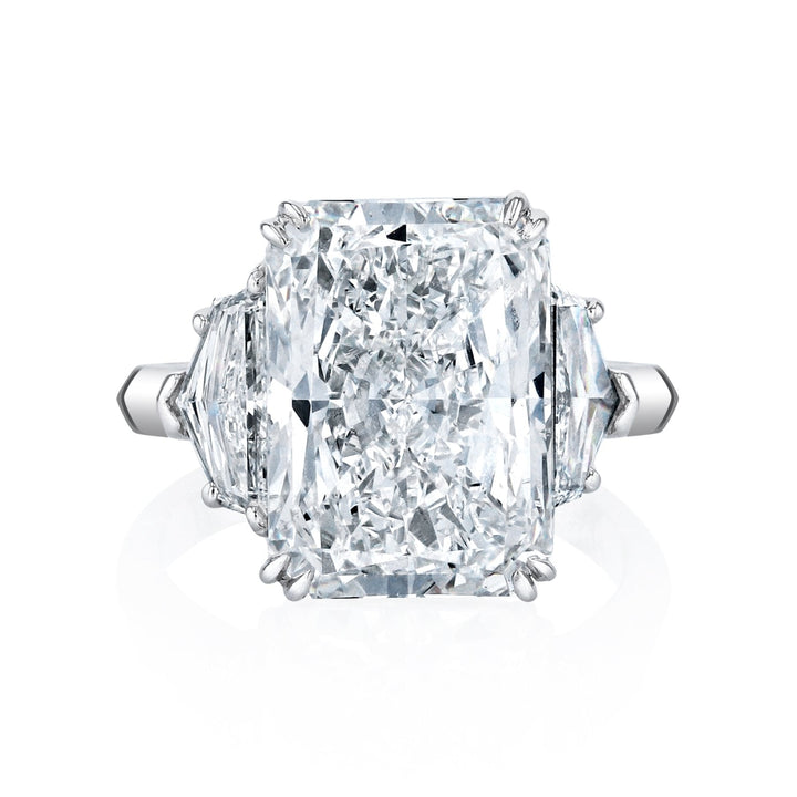 Manfredi Jewels Engagement - Radiant Cut 8.02 ct Platinum Three Stone Diamond Ring | Manfredi Jewels