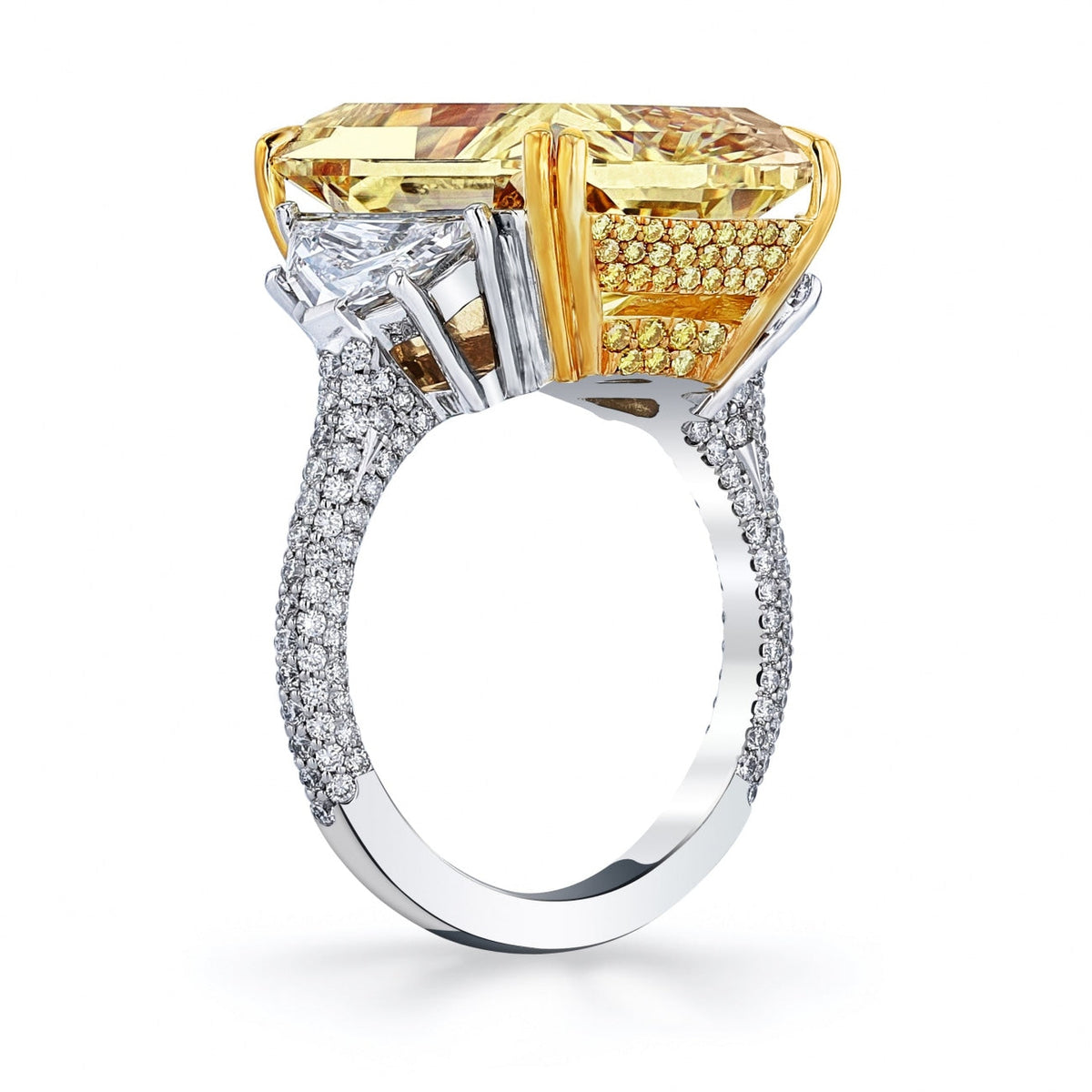 Manfredi Jewels Engagement - Radiant Cut 15.61 ct 18K Yellow Gold & Platinum Yellow Diamond Engagement Ring (Pre-Order) | Manfredi Jewels