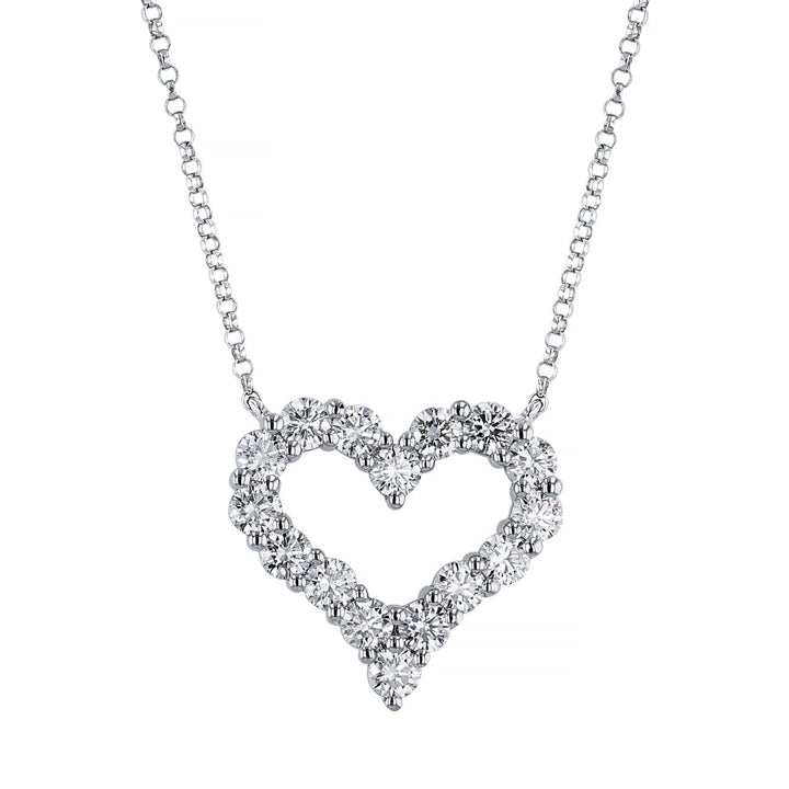 Manfredi Jewels Jewelry - Round Cut 18K White Gold 1.51 ct Diamond Heart Pendant Necklace | Manfredi Jewels