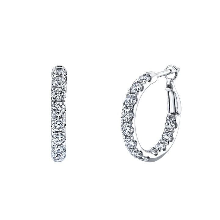 Manfredi Jewels Jewelry - Round Cut 18K White Gold 1.91ct Micro Hoop Earrings | Manfredi Jewels