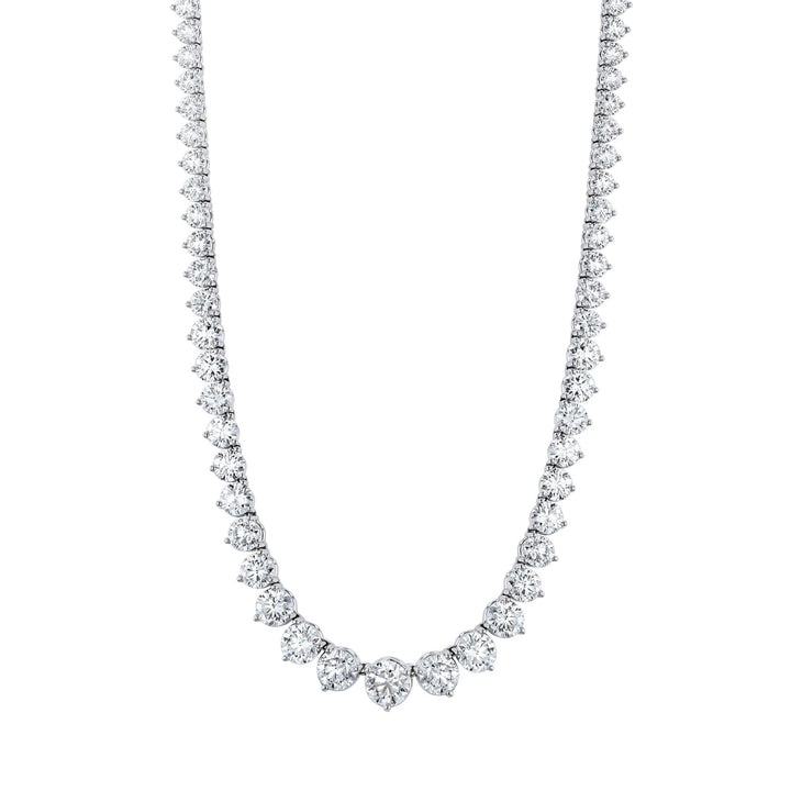Manfredi Jewels Jewelry - Round Cut 18K White Gold 12.61ct Diamond Tennis Necklace (Pre-Order) | Manfredi Jewels
