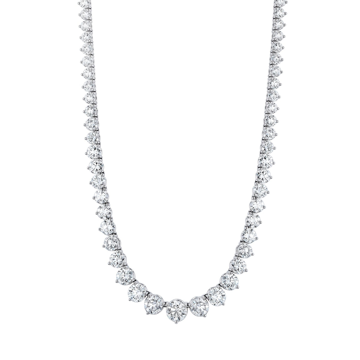 Manfredi Jewels Jewelry - Round Cut 18K White Gold 18.84ctw Graduated Diamond Tennis Necklace (Pre-Order) | Manfredi Jewels