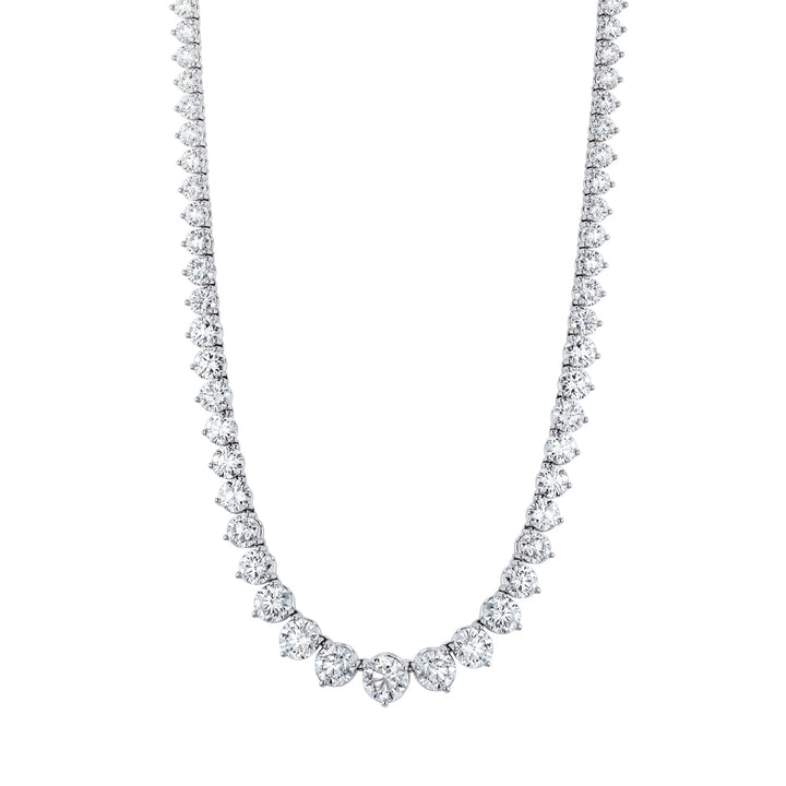 Manfredi Jewels Jewelry - Round Cut 18K White Gold 18.84ctw Graduated Diamond Tennis Necklace (Pre-Order) | Manfredi Jewels