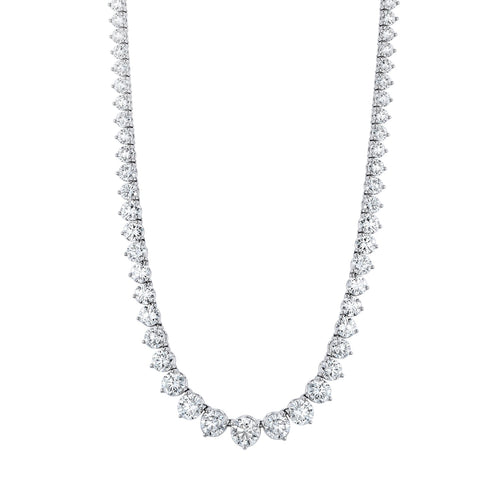 Manfredi Jewels Jewelry - Round Cut 18K White Gold 18.84ctw Graduated Diamond Tennis Necklace