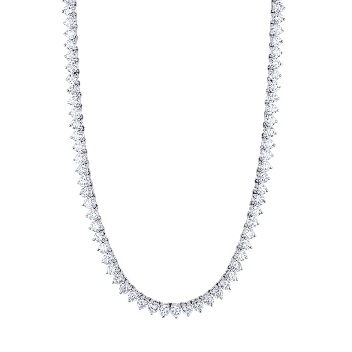 Manfredi Jewels Jewelry - Round Cut 18K White Gold 38.26ct Diamond Tennis Necklace | Manfredi Jewels