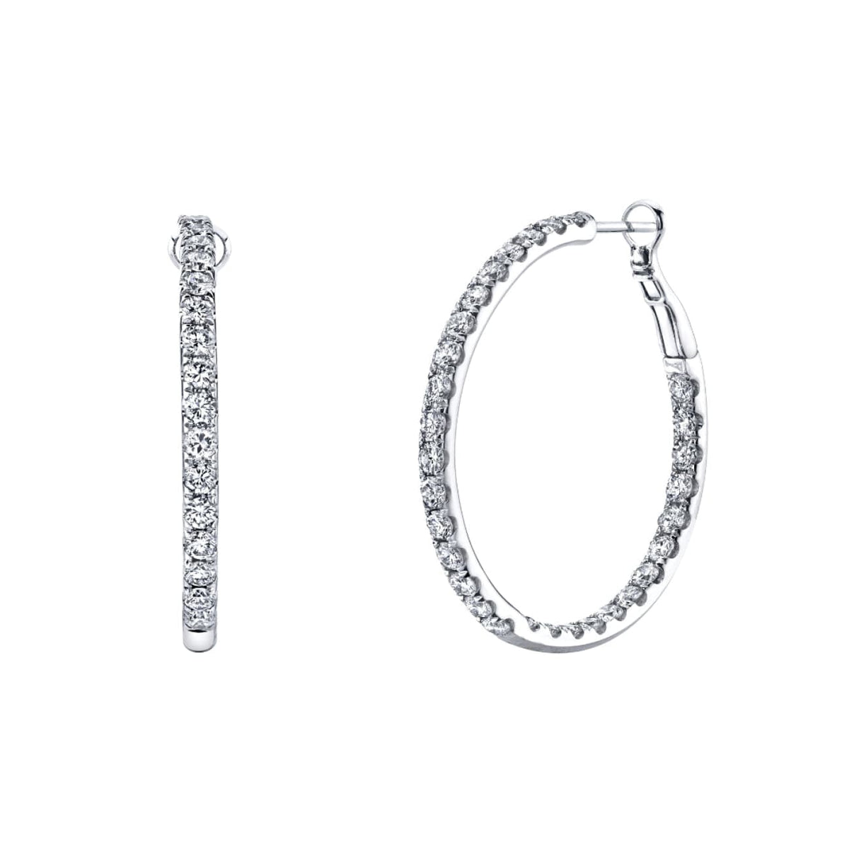 Manfredi Jewels Jewelry - Round Cut 18K White Gold 4.47ct Inside-Out Diamond Hoop Earrings | Manfredi Jewels