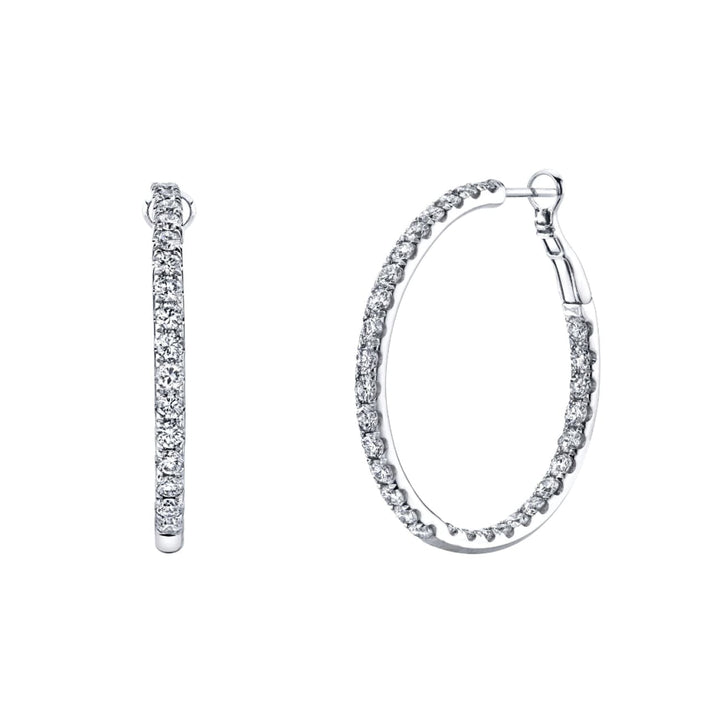 Manfredi Jewels Jewelry - Round Cut 18K White Gold 4.47ct Inside-Out Diamond Hoop Earrings | Manfredi Jewels