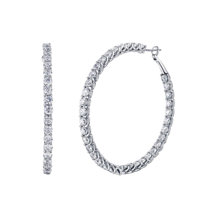 Manfredi Jewels Jewelry - Round Cut 18K White Gold 8.84ct Inside-Out Diamond Hoop Earrings (Pre-Order) | Manfredi Jewels