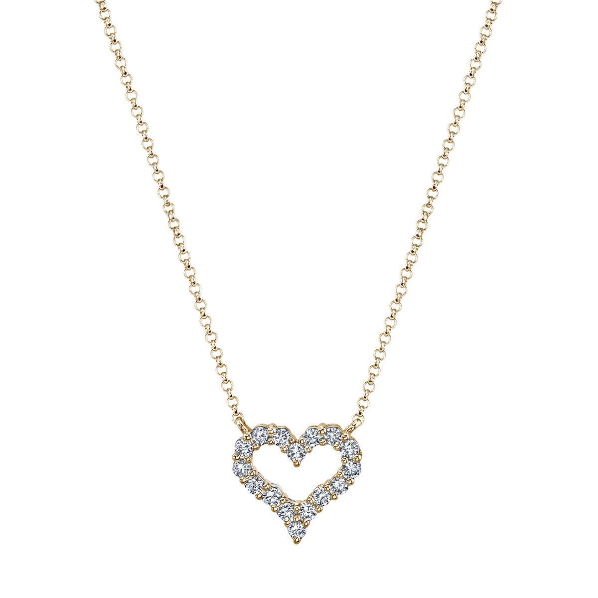 Manfredi Jewels Jewelry - Round Cut 18K Yellow Gold 0.34ct Diamond Heart Pendant Necklace | Manfredi Jewels