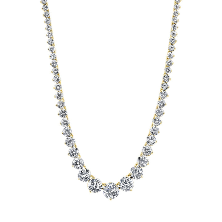 Manfredi Jewels Jewelry - Round Cut 18K Yellow Gold 14.50ct Diamonds Tennis Necklace (Pre-Order) | Manfredi Jewels