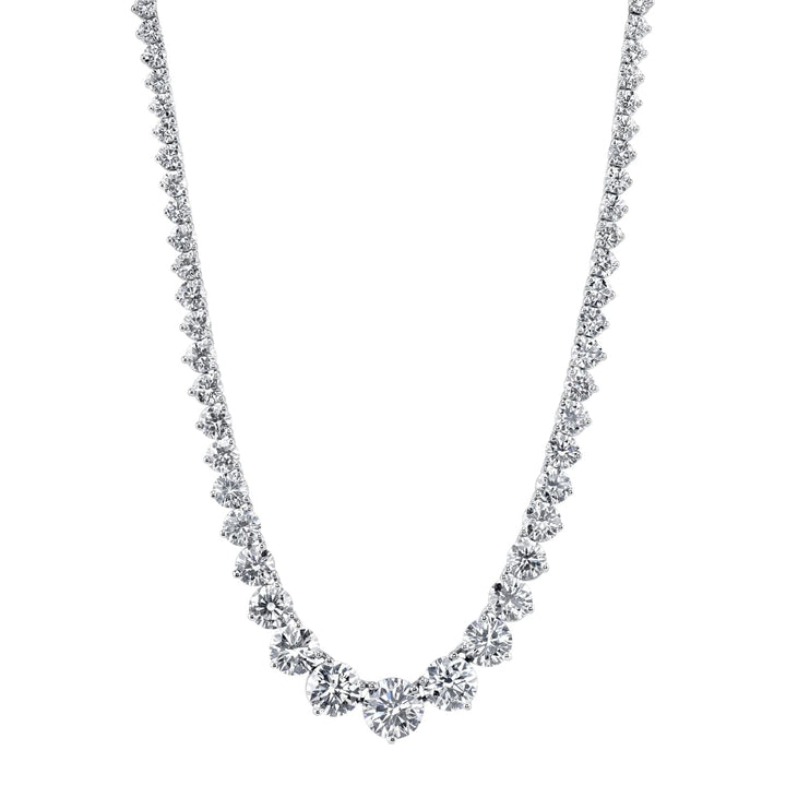 Manfredi Jewels Jewelry - Round Cut Platinum 31.17ct Riviera Diamond Tennis Necklace (Pre-Order) | Manfredi Jewels